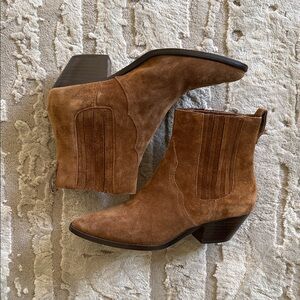 ASH Suede Brown cowboy ankle boot pull on women’s 7